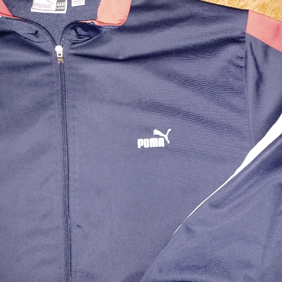 Puma Full Zip Track Jacket Mens Size 3XL Navy Blue Side Pocket Label Stripe. See - Picture 3 of 6